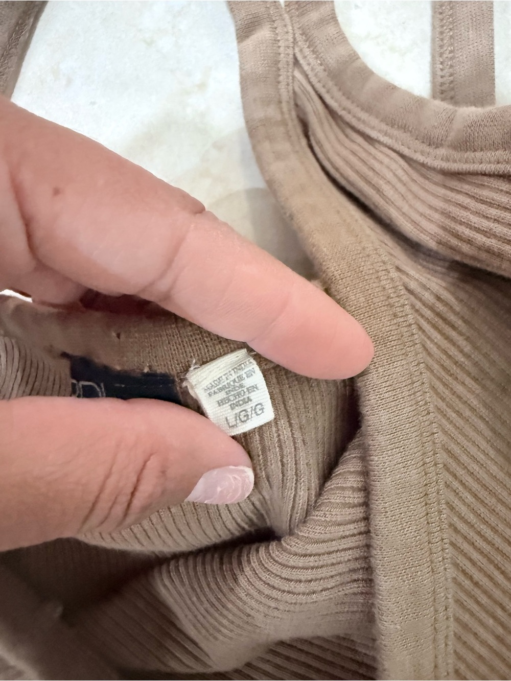 RDI One-Shoulder Ribbed Crop Top - Brown - Picture 3 of 3